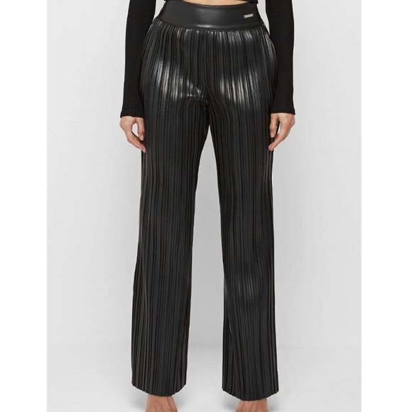 STUNNING PLEATED LEATHER TROUSERS - Picture 3 of 6